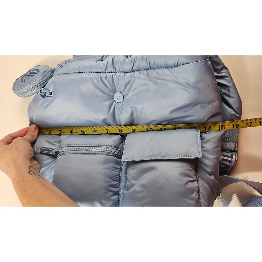 NEW Wildfox Parachute BACKPACK ski board Blue Puffy Nylon HANDBAG Lightweight - Picture 7 of 8